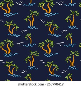 Seamless pattern with cute neon palm trees 1