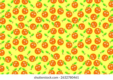 Seamless pattern of cute orange cartoon. Isolated concept.