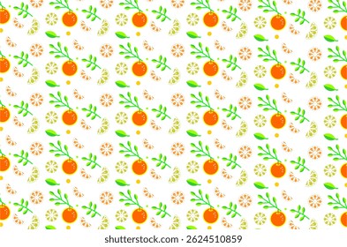 Seamless pattern of cute oranges pattern featuring green leaves. Perfect for background, fabric, textile, packaging and other commercial needs.