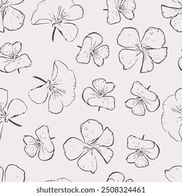 Patrón sin fisuras de lindas flores de contorno. Plantilla para las cubiertas del cuaderno, modelo para los Fondos de pantalla, materia textil etc. Ilustración vectorial Doodle. Estilo de arte naif infantil