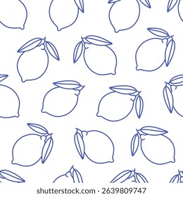 Seamless pattern with cute outline lemons, limes. Doodle print for banner, wallpaper, textile, wrapping paper, background, cards. Vector illustration in flat style