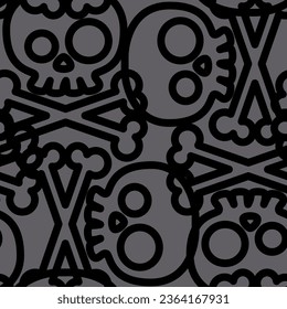 Seamless pattern of cute outline skulls interlocking together