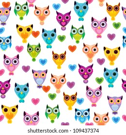 Seamless pattern with cute owl