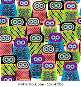 Seamless pattern with cute owl 