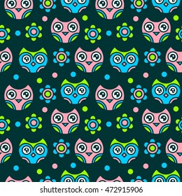 Seamless pattern cute owl