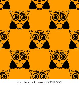 Seamless pattern with cute owl icons