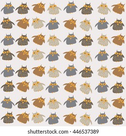 Seamless pattern with cute owls