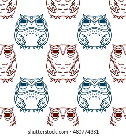 seamless pattern with cute owls