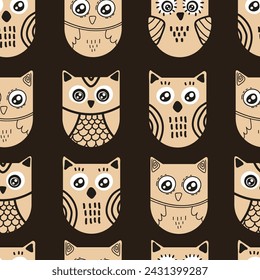 Seamless pattern with cute owls. Baby background pattern for wrapping paper, linens, notepaper 