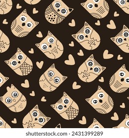 Seamless pattern with cute owls. Baby background pattern for wrapping paper, linens, notepaper 