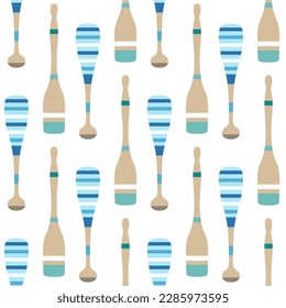 patrón sin costura con barco de remo lindo en estilo de dibujos animados, símbolo de kayak de madera, fondo polar, ilustración vectorial plana