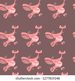 seamless pattern cute pair of whale vector