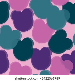 Seamless pattern with cute panda baby on color background. Panda bear vector background. 