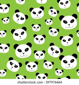 Seamless pattern with cute panda emotions