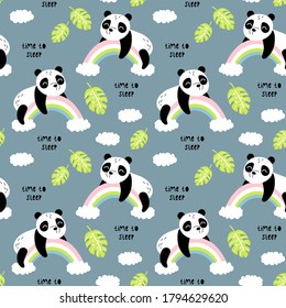 Seamless pattern with cute panda.  Great for kids apparel, nursery decoration. Vector Illustration