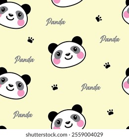 seamless pattern cute panda head background