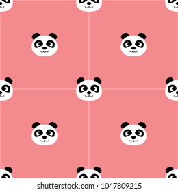Seamless pattern cute panda on pink background