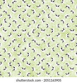 Patrón sin brillo con panda lindo sobre fondo de color. Animales asiáticos divertidos. Tarjeta, postales para niños. Ilustración vectorial plana para tela, textil, papel pintado, afiche, papel de envoltura de regalo.