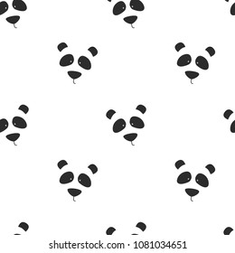Seamless pattern with cute panda. Panda vector print.