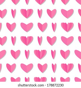 Seamless pattern with cute paper hearts