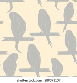 Seamless pattern with cute parrots on yellow background. Vector illustrations.
Silhouettes of birds on a striped background.