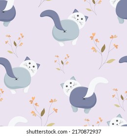 seamless pattern with cute pastel cat background