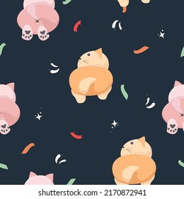 patrón transparente con un fondo de gato pastel lindo