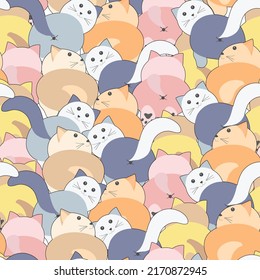 seamless pattern with cute pastel cat background