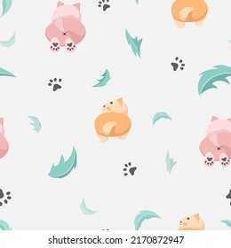 seamless pattern with cute pastel cat background