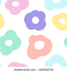 Seamless pattern with cute pastel flowers background. Vector hand drawn style.