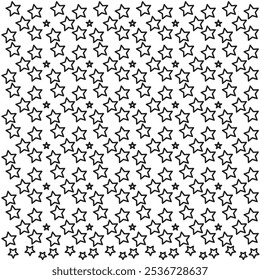 Nahtloses Muster mit niedlichen pastellrosa handgezeichneten kleinen Sternen auf weißem Hintergrund. Durcheinander festliches Packpapier, Tapete, Hintergrund. Vektorgrafik.