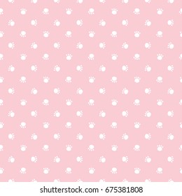 Seamless Pattern of Cute Paw Design on Pink Background