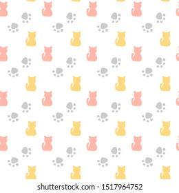 Seamless pattern with cute paws.A good choice for gift paper,wrapping,fabric printing,web page design.