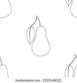 Seamless Pattern with Cute Pear. Trendy Cartoon Texture.  Vector Illustration Coloring Book Page