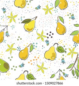 
Seamless Pattern with Cute Pears. Scandinavian Style. Vector Illustration
