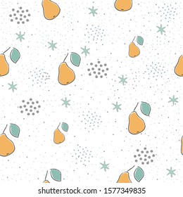 Seamless Pattern with Cute Pears.  Scandinavian Style. 