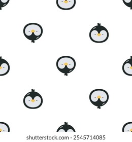 Seamless pattern with cute penguin. Flat vector background. Winter design. Creative texture for fabric, wrapping, textile, wallpaper, apparel.