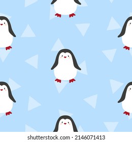 Patrón sin foco con pingüinos lindos para los niños. Ilustración infantil vectorial