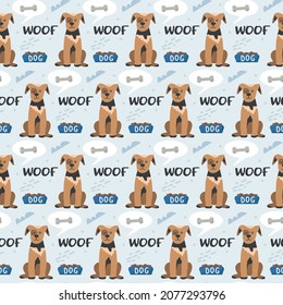 Seamless pattern with cute pet dogs. Vector pattern for textile products, baby room design, wrapping paper and other
