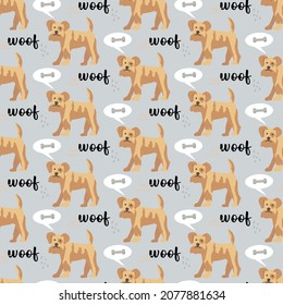 Seamless pattern with cute pet dogs. Vector pattern for textile products, baby room design, wrapping paper and other