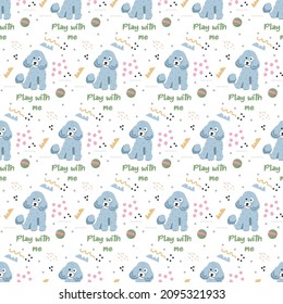 Seamless pattern with cute pet dogs. Vector pattern for textile products, children's room design, wrapping paper