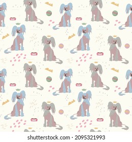 Seamless pattern with cute pet dogs. Vector pattern for textile products, children's room design, wrapping paper