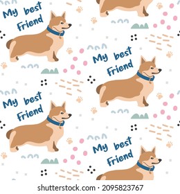 Seamless pattern with cute pet dogs. Vector pattern for textile products, children's room design, wrapping paper
