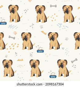 Seamless pattern with cute pet dogs. Vector pattern for textile products, children's room design, wrapping paper