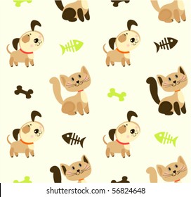 Seamless pattern with cute pets