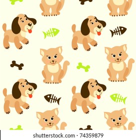 Seamless pattern with cute pets