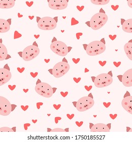 seamless pattern with cute pig illustrations. Good for wallpapers, gift wrapping, covers, fabrics, textiles