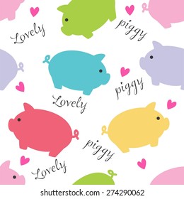 seamless pattern with cute pigs