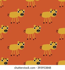 seamless pattern with cute pigs