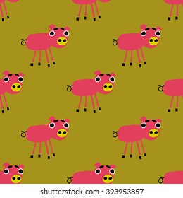 seamless pattern with cute pigs